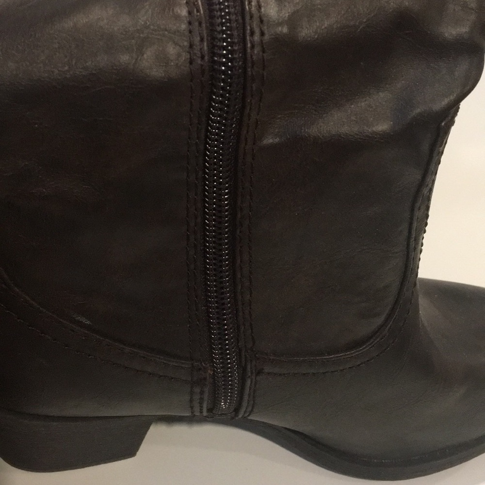 CALL IT SPRING Faux Leather Brown Cowboy Boots - Picture 13 of 14